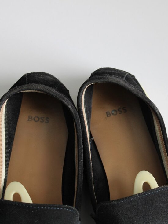 Boss Debossed Logo Slip-On Loafers in Suede Black Men\'s Size 42/ 9 US main image 9